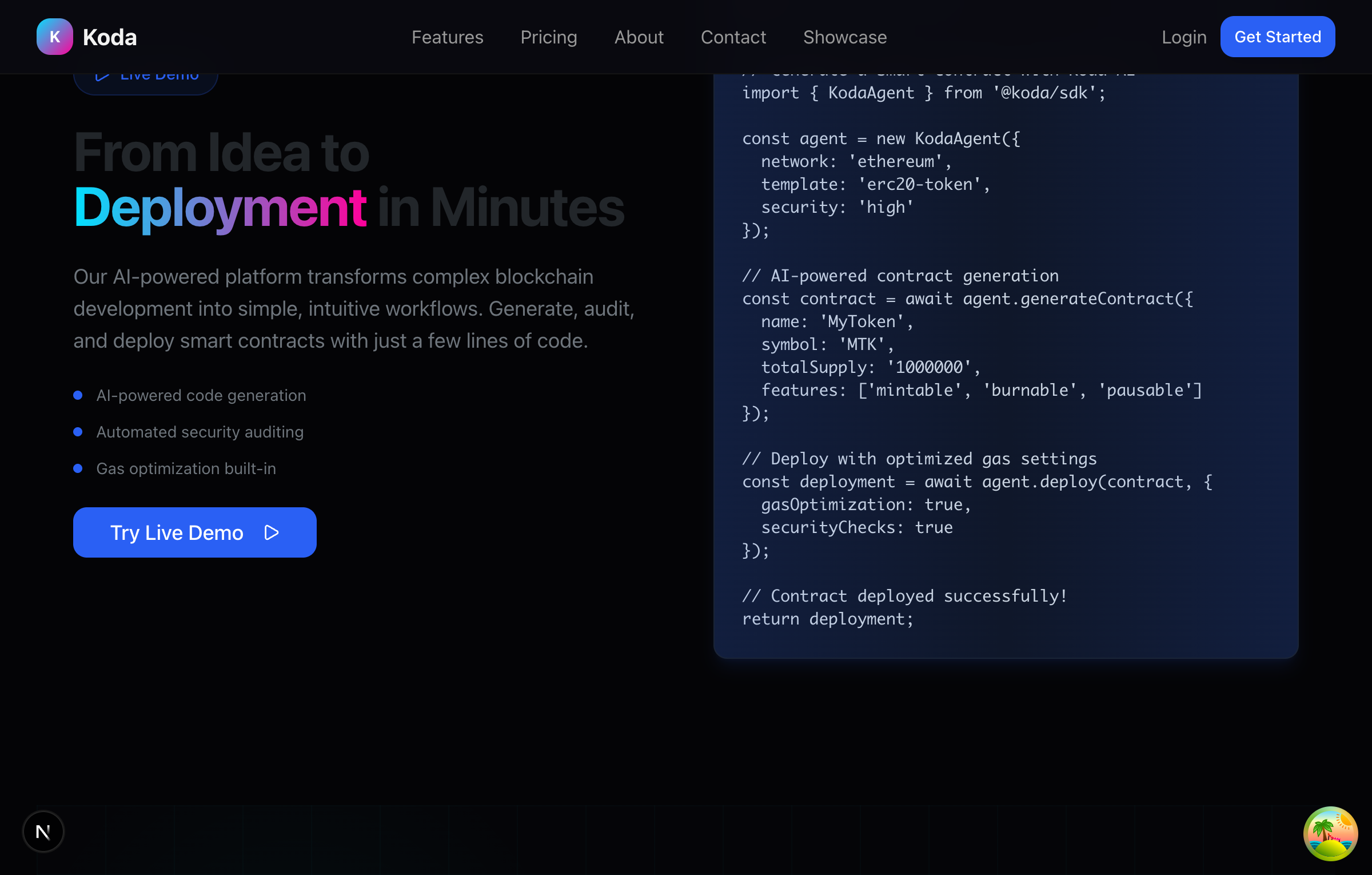 Interactive code demo showing Agent SDK usage
