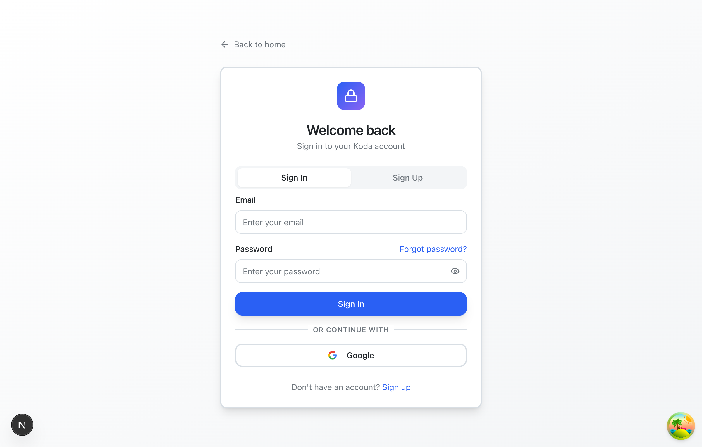 Authentication page with JWT and MFA support