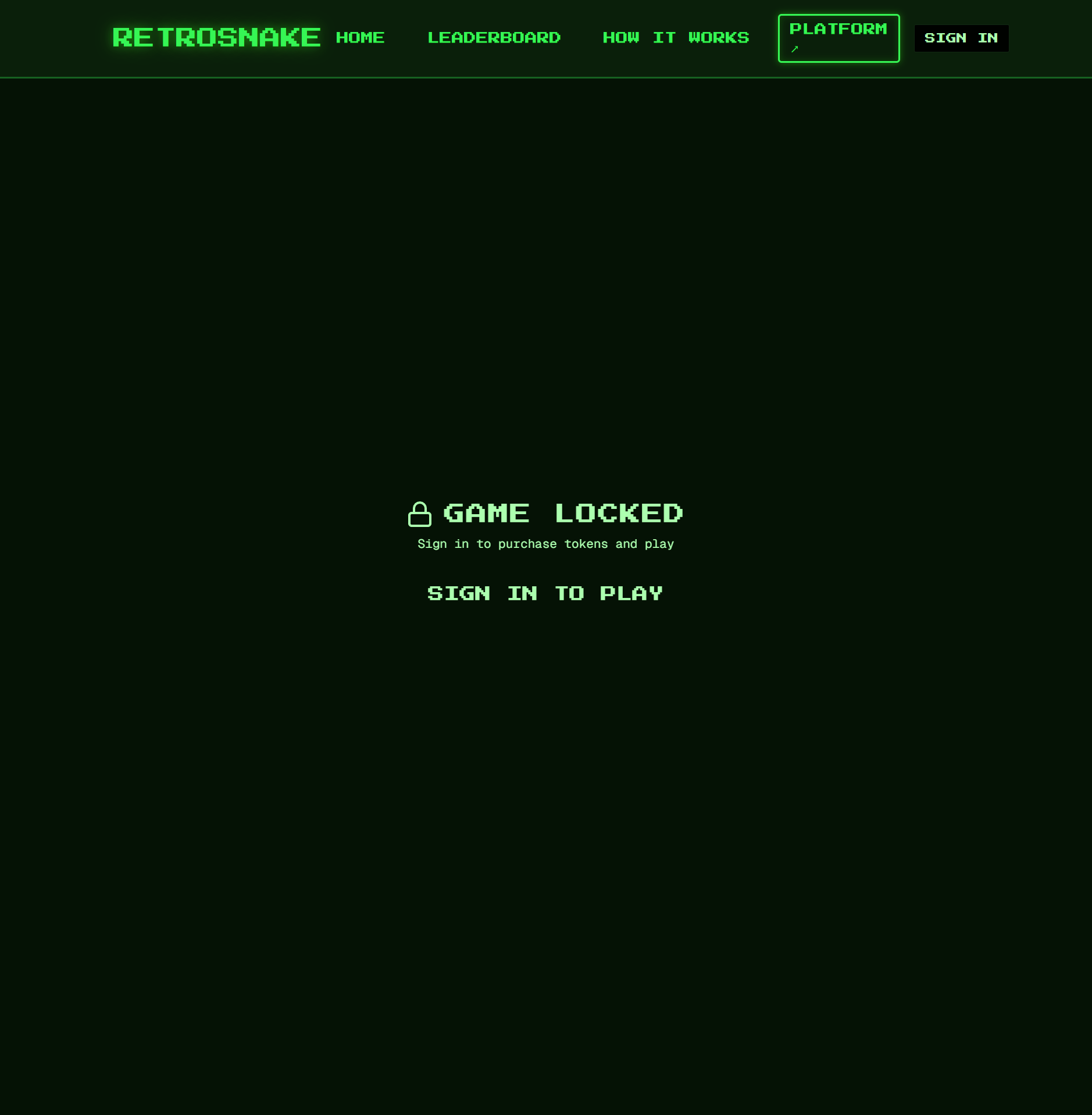 RetroSnake gameplay interface showing the game grid and controls