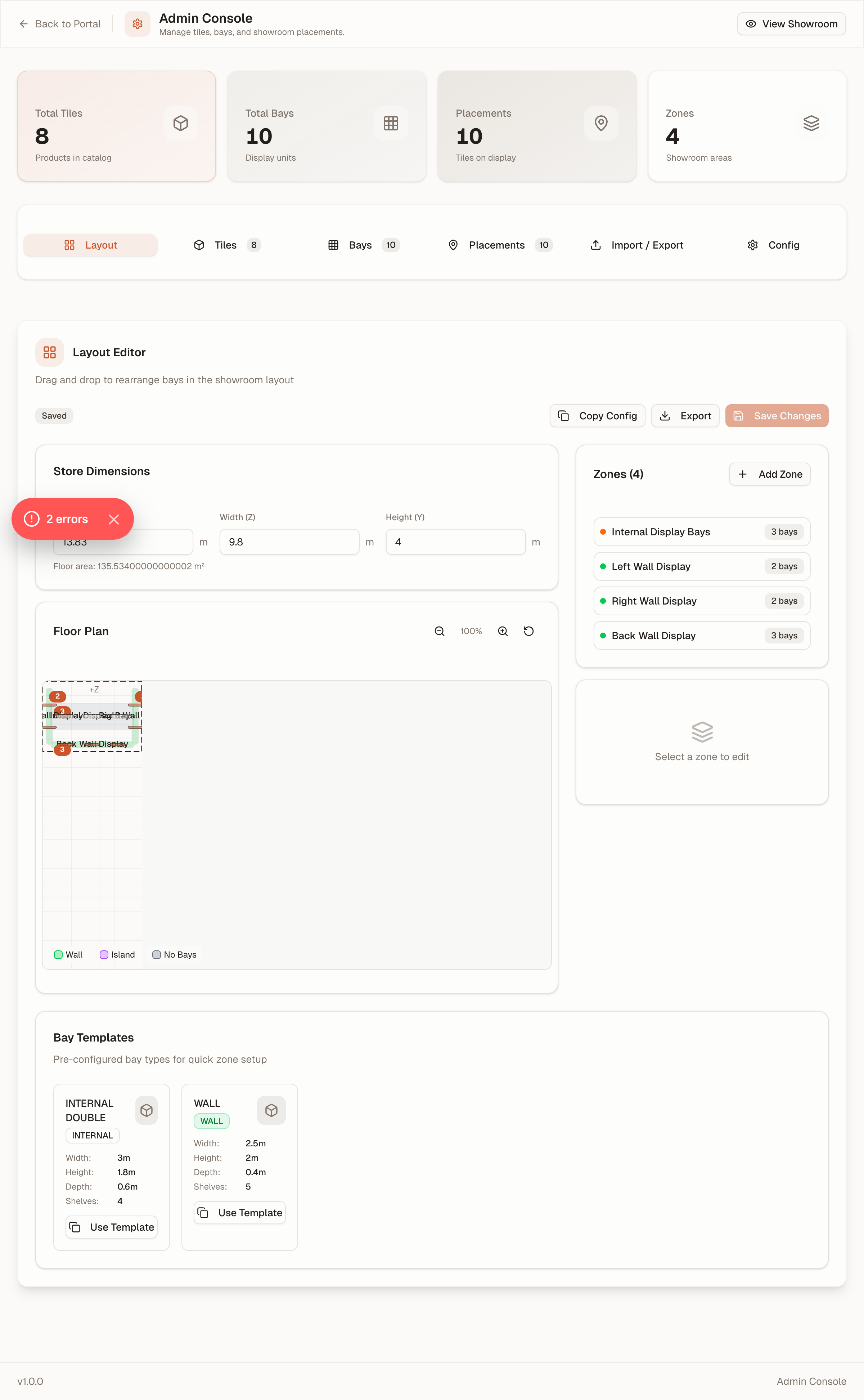 Comprehensive admin dashboard for showroom management